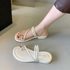 Damen elegante Flip-Flops mit modischem Zierstein und geschwungenem Riemendesign EB