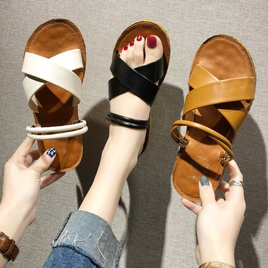 Damen komfortable und stilvolle Riemchensandalen mit geflochtenem Design R&B