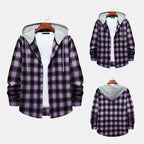 Damen Flanellhemd mit integrierter Kapuze und kariertem Design