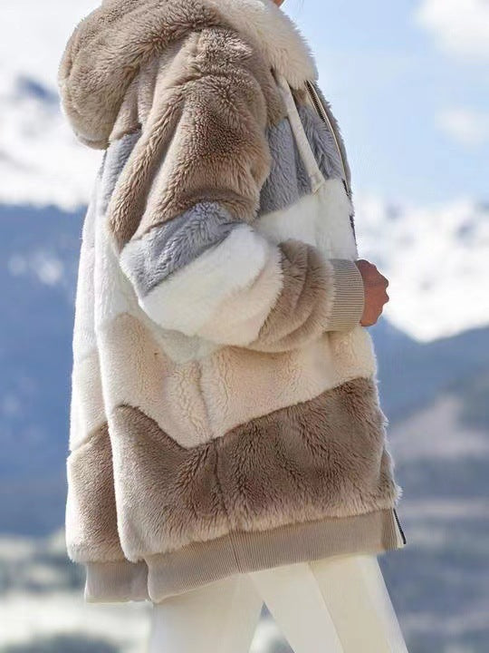 Damen Fleecejacke mit modernen Farbblöcken und praktischen Taschen R&B