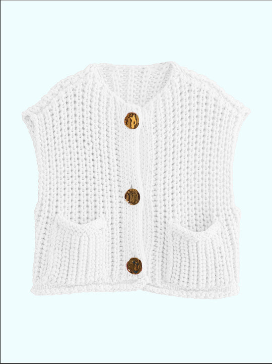 Damen Strickweste mit Knopfdetails und praktischen Taschen R&B