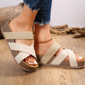 Damen bequeme Plateau-Sandalen mit geflochtenem Riemen-Design und ergonomischer Fußbettgestaltung EB