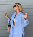 Damen Bequemes Set aus Oversized Hemd und Weiten Hosen R&B