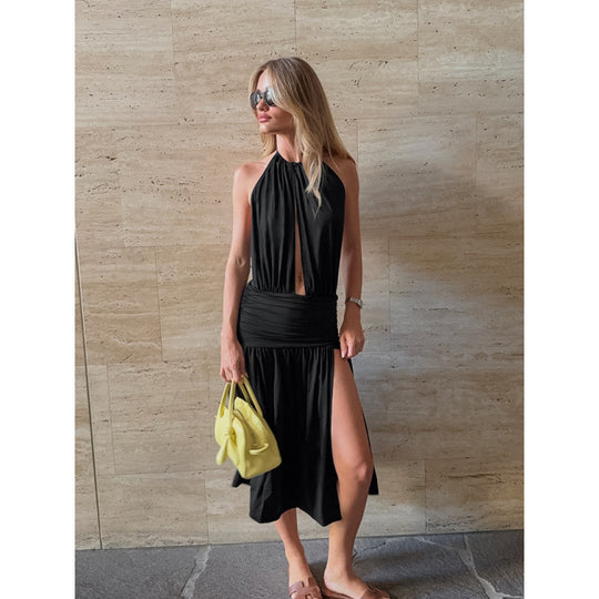 Damen Wickelkleid mit modischem Schnitt und elegantem V-Ausschnitt R&B