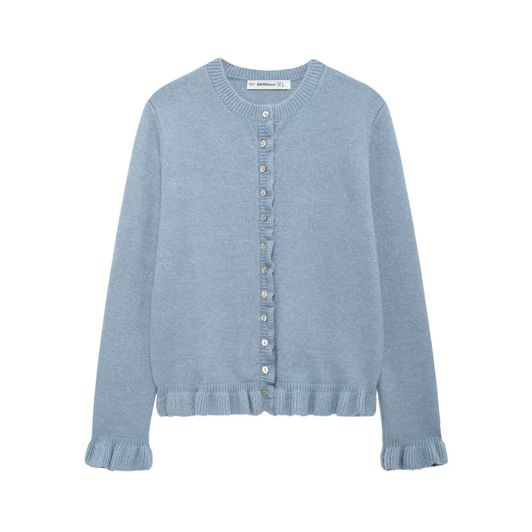 Damen elegante Strickjacke mit dekorativen Knöpfen R&B