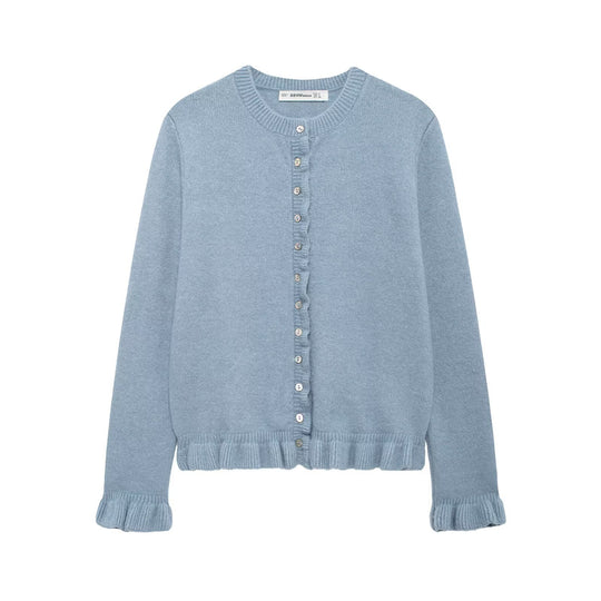 Damen elegante Strickjacke mit dekorativen Knöpfen R&B