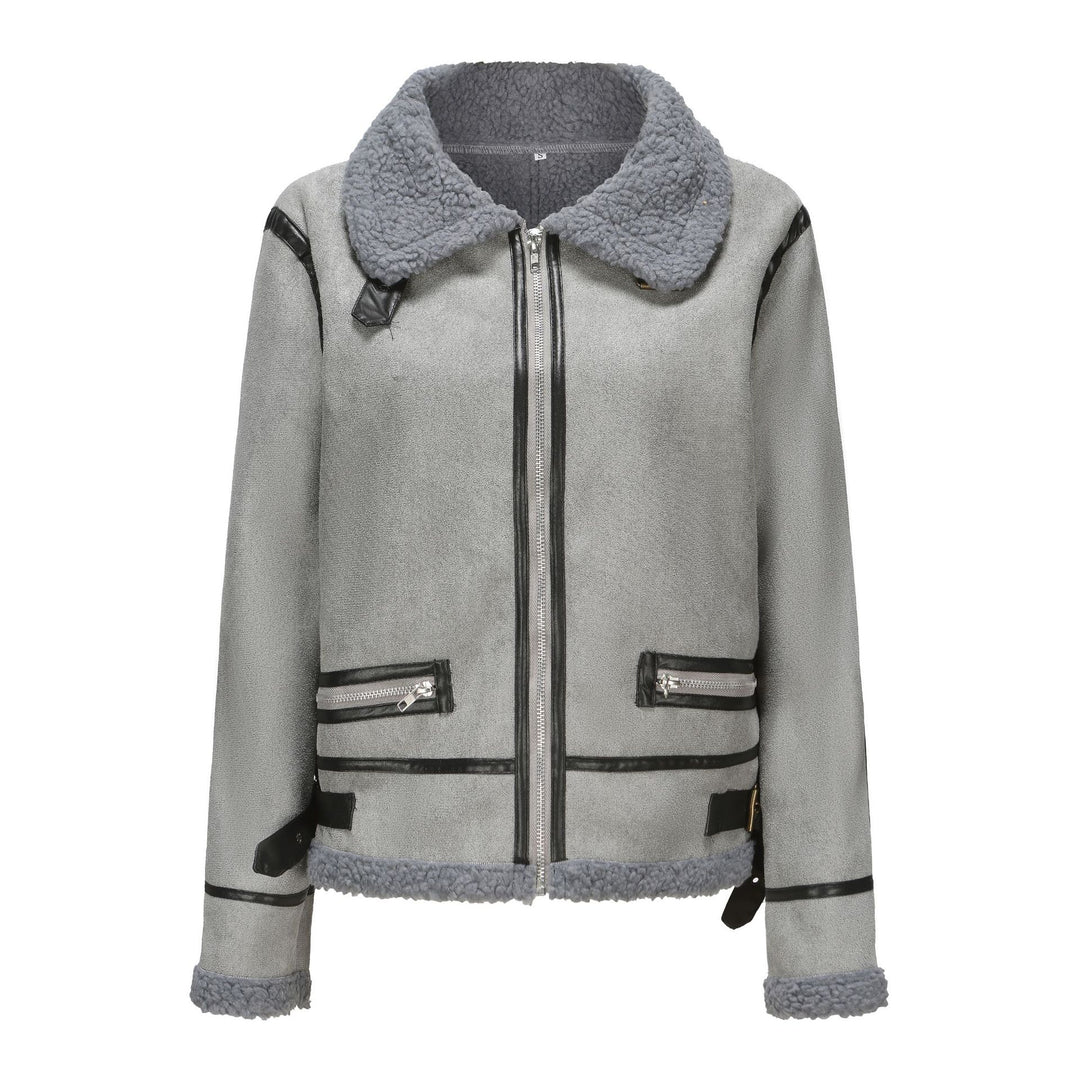 Damen trendige Faux-Fur-Jacke mit lässigem Schnitt und praktischen Taschen R&B
