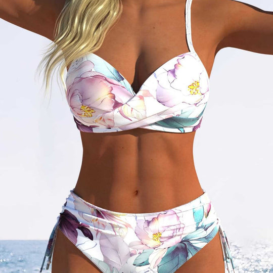 Damen Bikini-Set mit geometrischem Design und verstellbarem Bund R&B