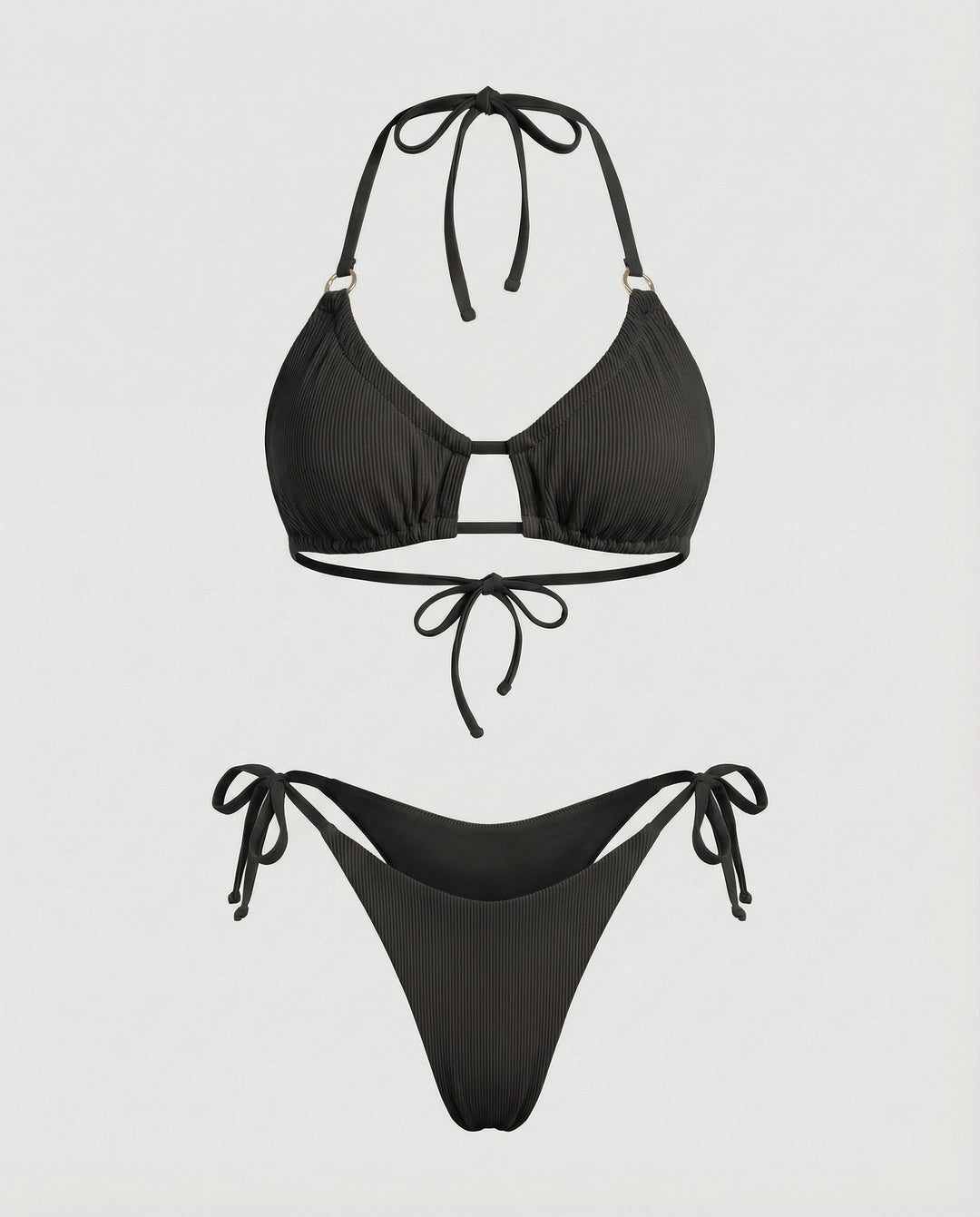 Damen Geraffter Triangel-Bikini Ziersteg