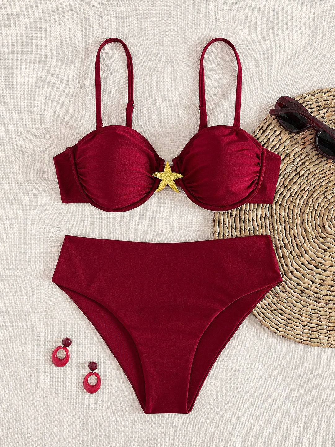 Damen Bikini-Set mit gepolstertem Oberteil und dekorativem Stern-Detail R&B