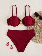 Damen Bikini-Set mit gepolstertem Oberteil und dekorativem Stern-Detail R&B
