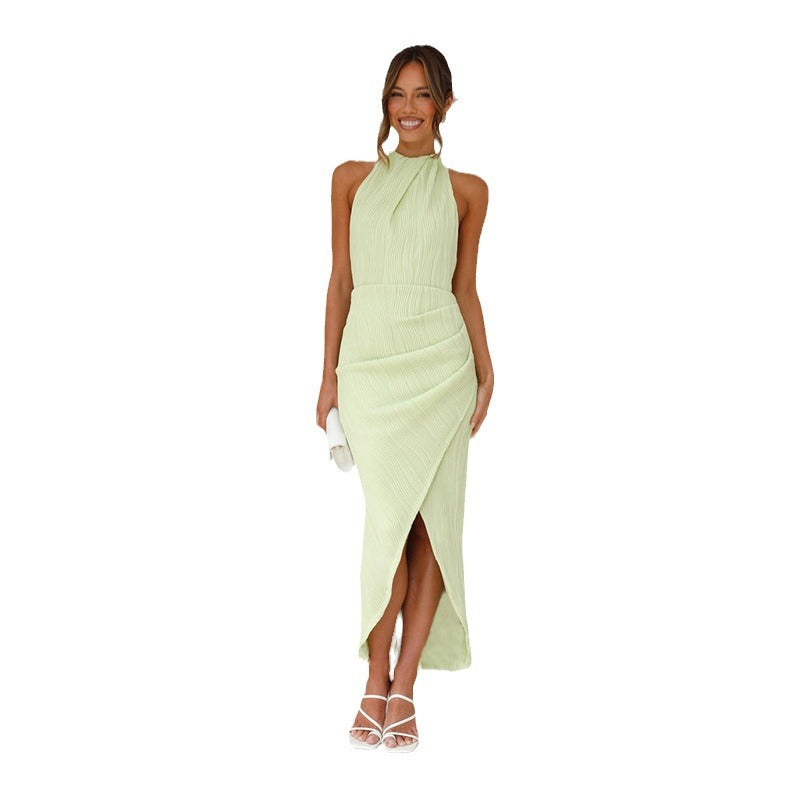 Damen Exklusives Langarm-Kleid mit hohem Kragen und Raffung R&B