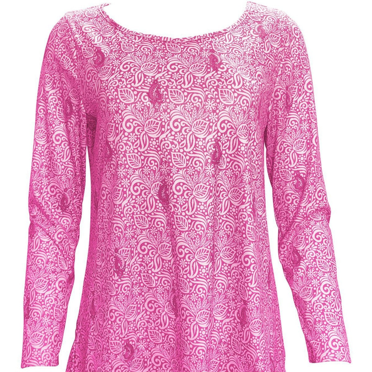 Damen Einfache Langarmbluse mit floralem Design und runder Ausschnitt R&B