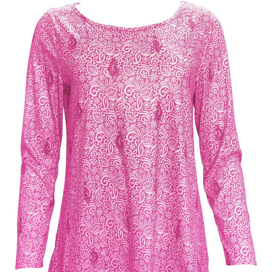 Damen Einfache Langarmbluse mit floralem Design und runder Ausschnitt R&B