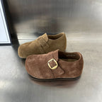 Damen Komfortable Wildleder-Clogs mit modischer Schnallenverzierung R&B