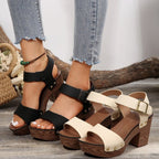 Damen Blockabsatz-Sandalen mit verstellbarem Riemen und eleganten Details