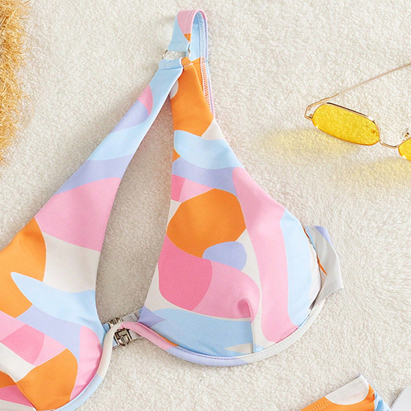 Damen BikinSet mit asymmetrischem Oberteil und hohem Taillenbereich R&B