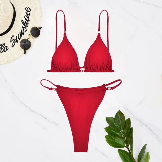 Damen Triangel-Bikini mit feinen Rüschendetails und verstellbaren Trägern R&B