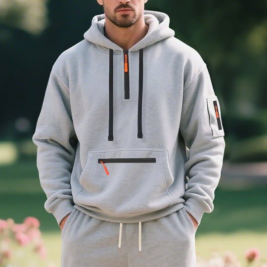 Herren funktionaler Kapuzenpullover mit Reißverschluss und seitlichen Taschen R&B