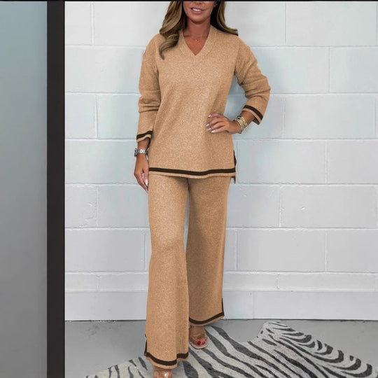 Damen Lässiges Strick-Set mit weitem Schnitt und eleganten Kontrasten R&B
