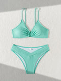 Damen Raffiniertes Bikinitop mit V-Ausschnitt und dekorativem Ring R&B