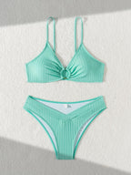 Damen Raffiniertes Bikinitop mit V-Ausschnitt und dekorativem Ring R&B