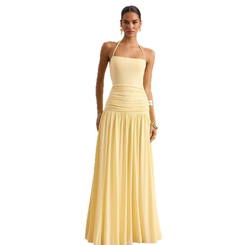 Damen Maxikleid mit Raffungen und schulterfreiem Design R&B
