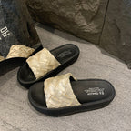 Damen elegante Clogs mit geflochtenem Obermaterial und rutschfester Sohle R&B