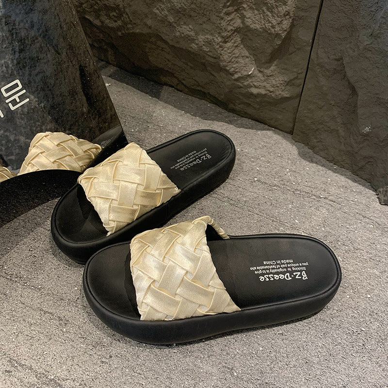 Damen elegante Clogs mit geflochtenem Obermaterial und rutschfester Sohle R&B