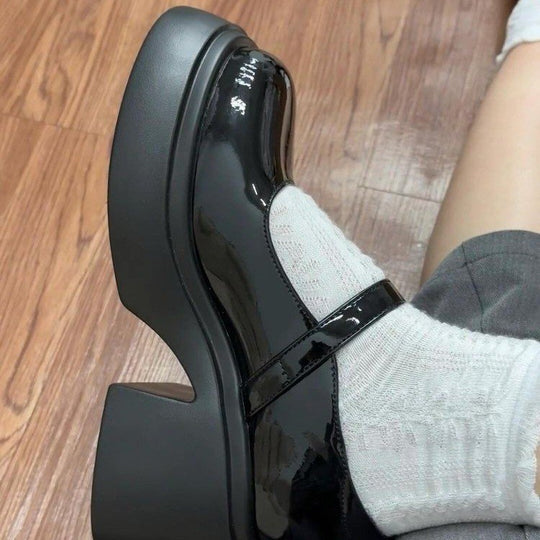 Damen Plateau-Mary Janes mit verstellbarem Riemen und bequemer Sohle R&B