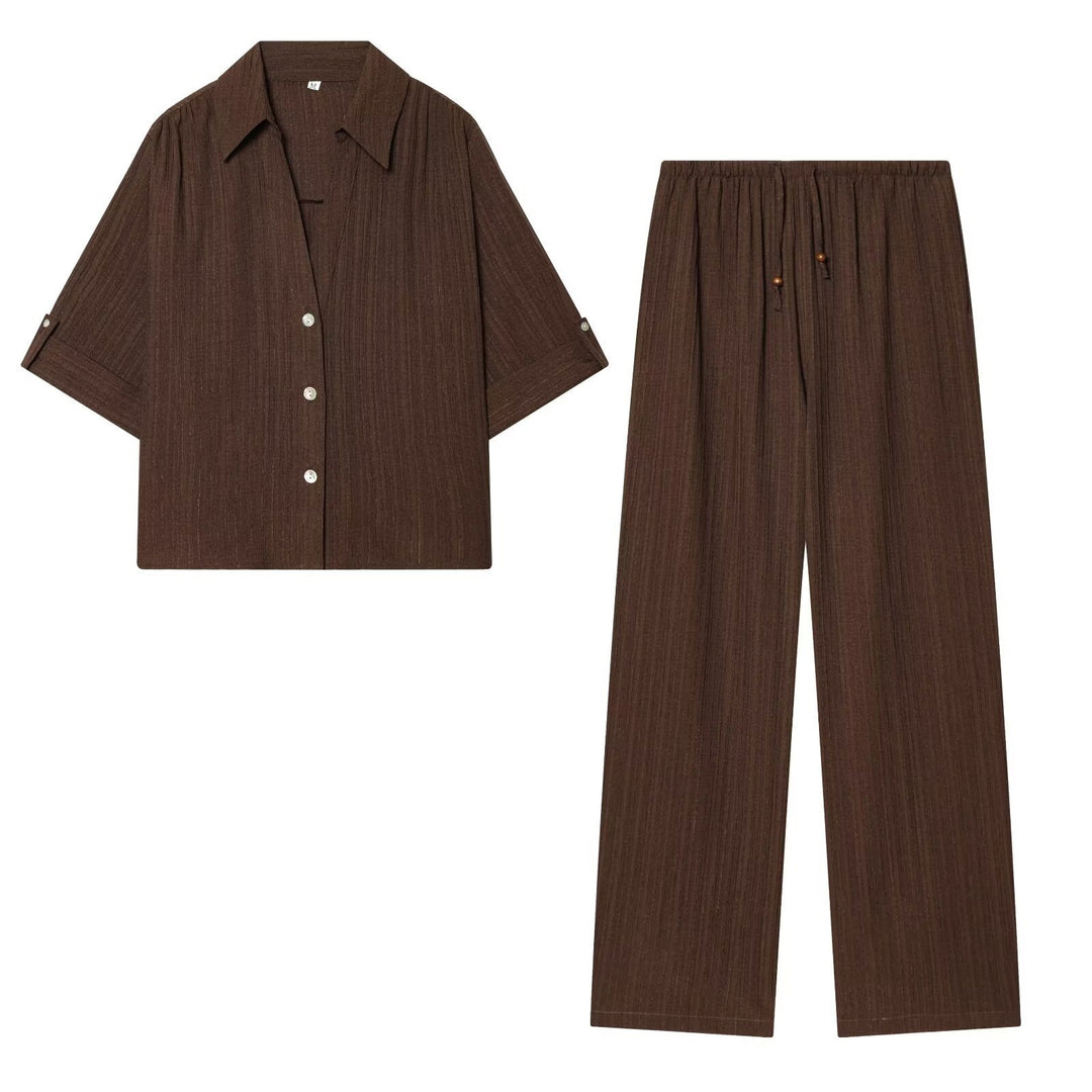 Damen lässige Bluse mit strukturiertem Gewebe und überschnittenen Schultern R&B