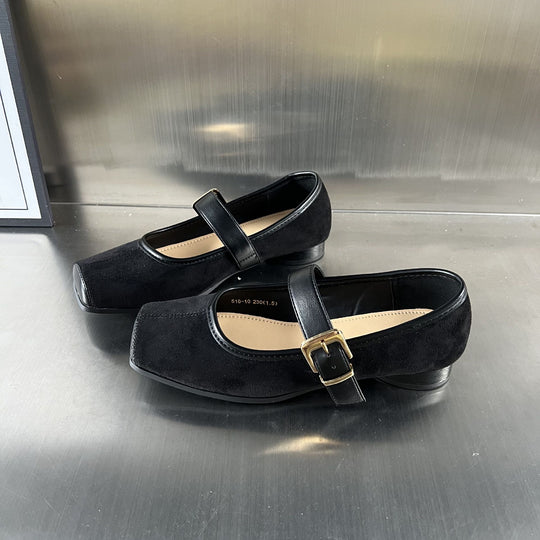 Damen elegante Slipper mit modischer Riemenverzierung und hochwertiger Veloursoberfläche R&B