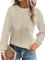 Damen plissierter Langarm-Pullover R&B