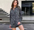 Damen elegante Kurzarmbluse mit ZR&Bra-Print R&B