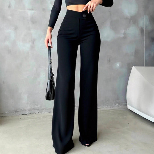 Damen Elegante High-Waist Hose mit weitem Schnitt R&B