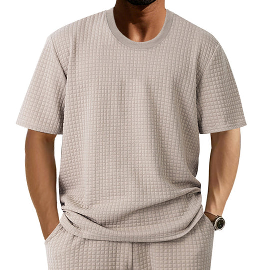 Herren lässiges Rundhals-T-Shirt mit strukturiertem Gewebe R&B