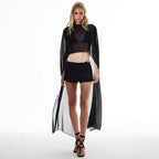 Damen transparentes Strand-Outfit mit modischen Längen und Schnürdetails R&B