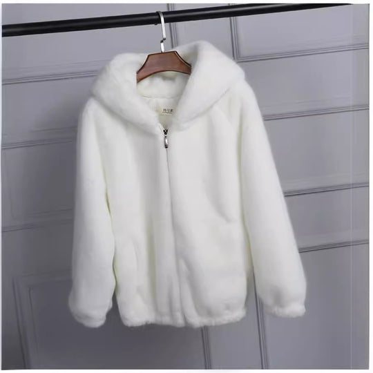 Damen Flauschige Kapuzenjacke R&B