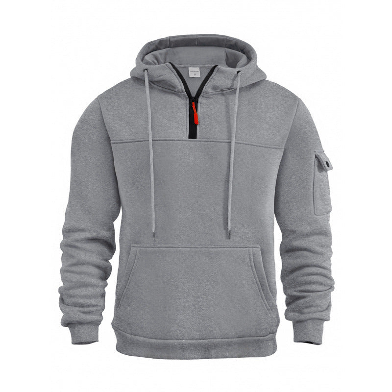 Herren Funktionaler Kapuzenpullover mit Halbreißverschluss und Seitentaschen R&B
