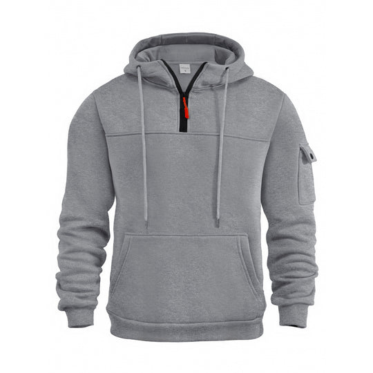Herren Funktionaler Kapuzenpullover mit Halbreißverschluss und Seitentaschen R&B