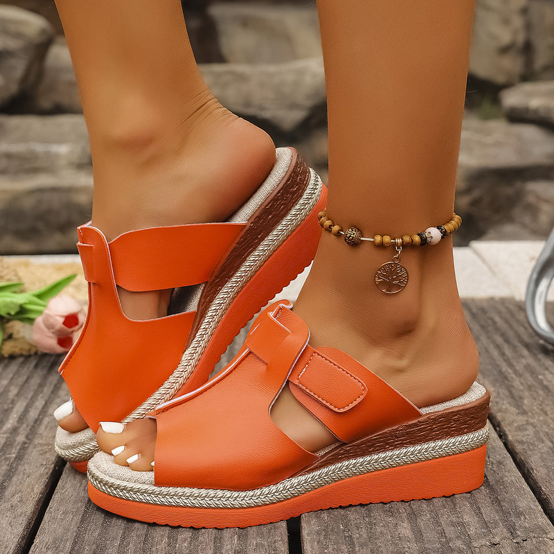 Damen komfortable Wedge-Pantoletten mit verstellbarem Riemendesign R&B