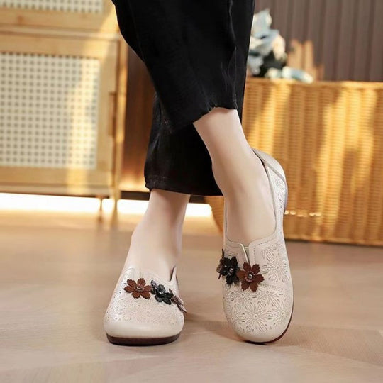 Damen Slip-On Ballerinas mit floralem Dekor und komfortablem Fußbett R&B