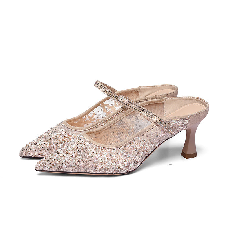 Damen Elegante Slingback-Pumps mit feinen Spitzen-Details und bequemer Absatzhöhe R&B