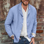 Herren lässige Leinenjacke mit dekorativen Knopfdetails und minimalistischer Schnittführung R&B