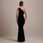 Damen Elegantes Maxikleid mit asymmetrischem Träger und figurbetontem Schnitt R&B