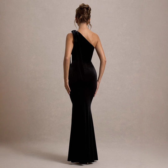 Damen Elegantes Maxikleid mit asymmetrischem Träger und figurbetontem Schnitt R&B