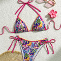 Damen Triangel-Bikini-Set mit buntem Muster R&B