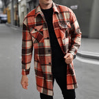 Herren karierte Flanelljacke mit knöpfbaren Taschen und modernem Schnitt