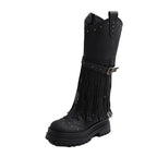 Damen Overknee-Stiefel mit modischem Fransen-Design und robustem Profil R&B