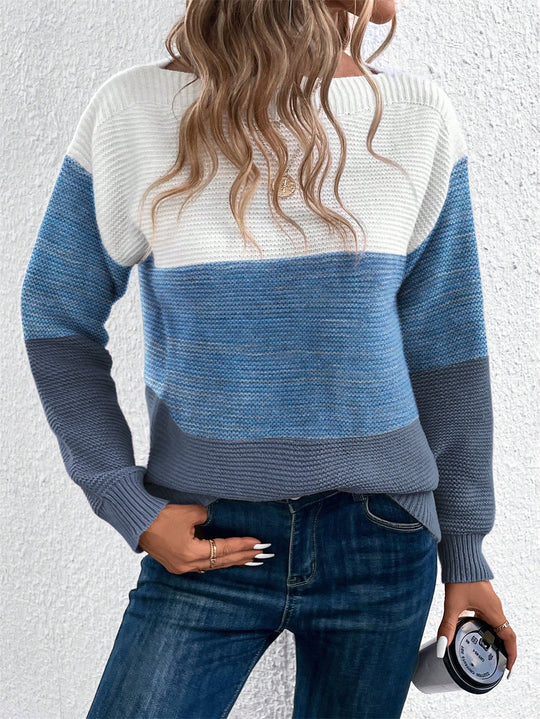 Damen Klassischer Pullover mit Streifenmuster R&B